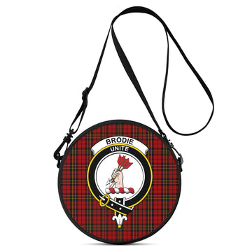 Brodie Tartan Round Satchel Bags with Family Crest