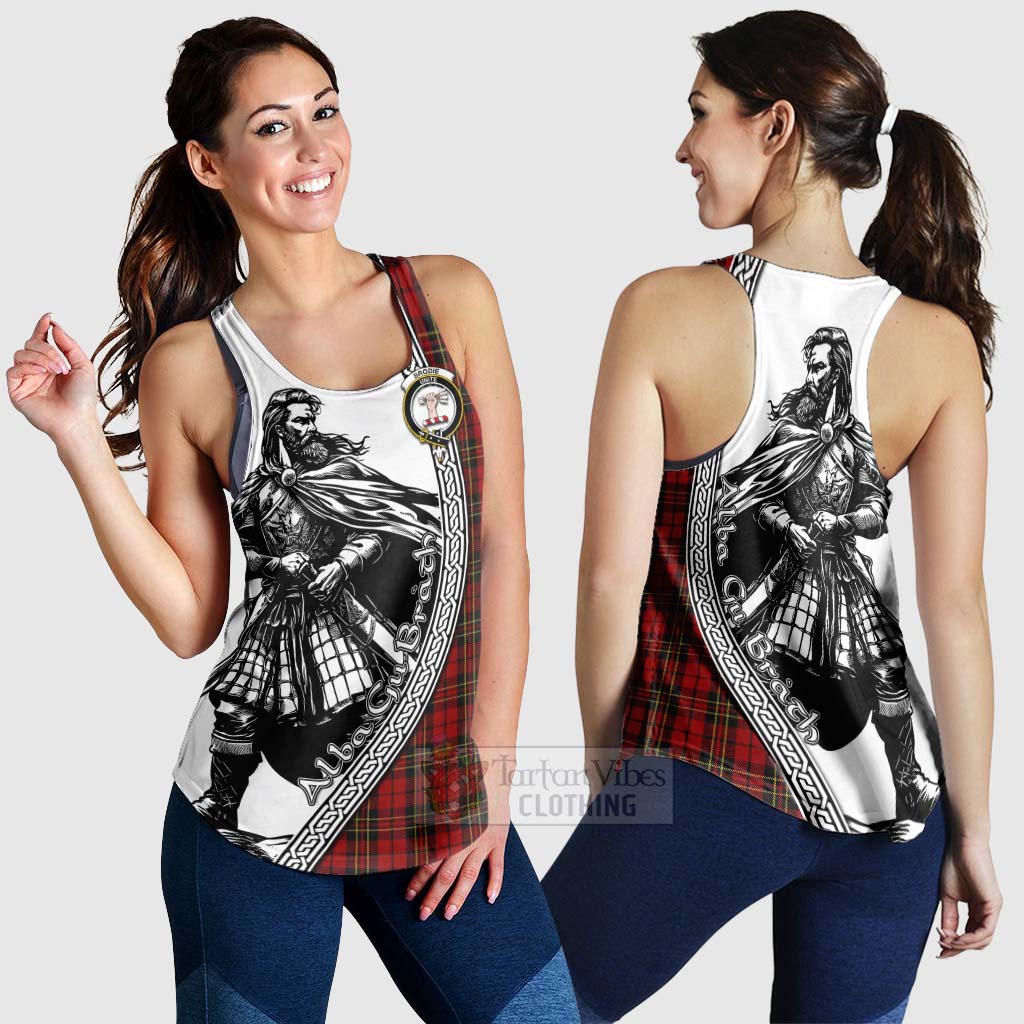 Brodie Tartan Clan Crest Women's Racerback Tanks with Highlander Warrior Celtic Style 4XL - Tartan Vibes Clothing