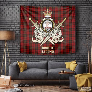 Brodie Tartan Tapestry with Clan Crest and the Golden Sword of Courageous Legacy Tapestry - Tartan Vibes Clothing