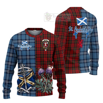 Brodie Tartan Knitted Sweater Happy St. Andrew's Day Half Tartan Style Unisex - Tartan Vibes Clothing