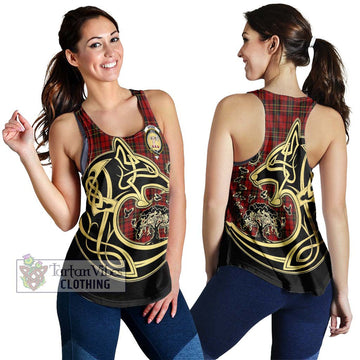 Brodie Tartan Women's Racerback Tanks with Family Crest Celtic Wolf Style 4XL - Tartan Vibes Clothing