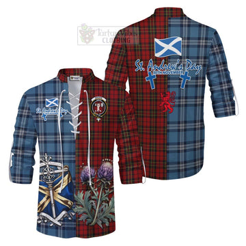 Brodie Tartan Ghillie Kilt Shirt Happy St. Andrew's Day Half Tartan Style Men - Tartan Vibes Clothing