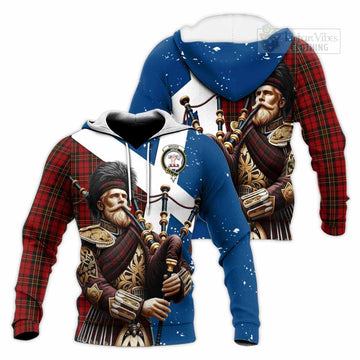 Brodie Tartan Knitted Hoodie with Family Crest Scottish Bagpiper Vibes Unisex Knitted Pullover Hoodie - Tartan Vibes Clothing