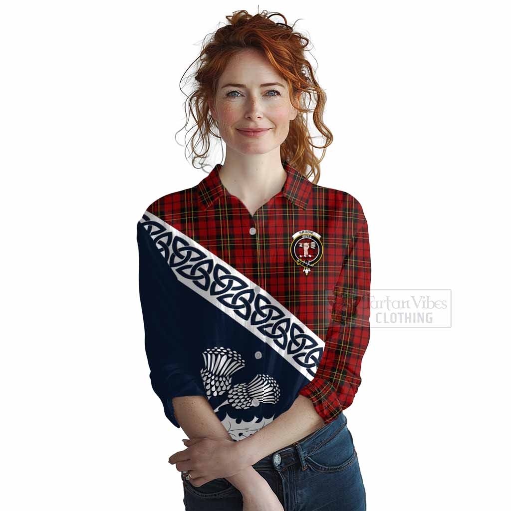 Brodie Tartan Women's Casual Shirt Featuring Thistle and Scotland Map Female - Tartan Vibes Clothing