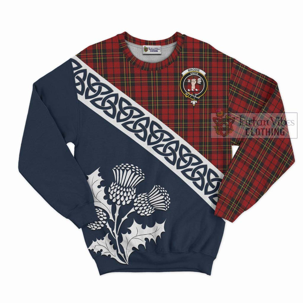 Brodie Tartan Sweatshirt Featuring Thistle and Scotland Map Unisex - Tartan Vibes Clothing