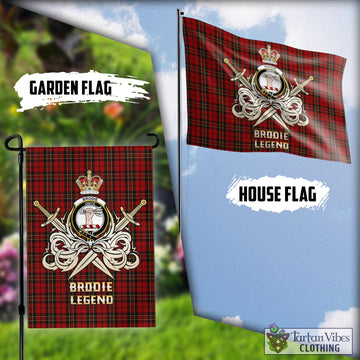 Brodie Tartan Flag with Clan Crest and the Golden Sword of Courageous Legacy