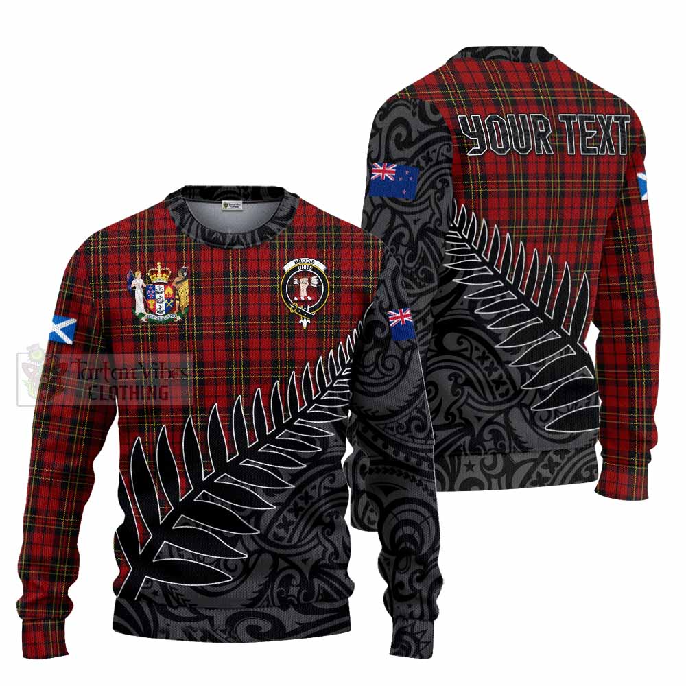 Brodie Crest Tartan Knitted Sweater with New Zealand Silver Fern Half Style Unisex - Tartan Vibes Clothing