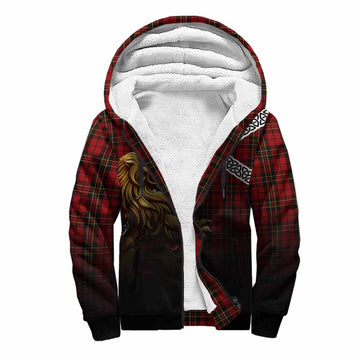 Brodie Crest Tartan Sherpa Hoodie with Golden Lion Emblem Celtic Style Unisex S - Tartan Vibes Clothing