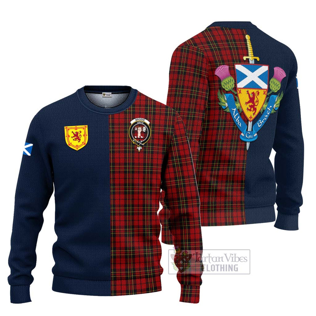 Brodie Tartan Ugly Sweater Alba with Scottish Lion Royal Arm Half Style Unisex - Tartan Vibes Clothing