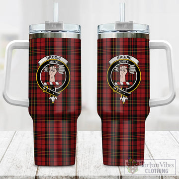 Brodie Tartan Tumbler with Handle with Family Crest One Size 40 OZ - Tartan Vibes Clothing