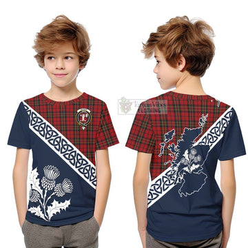 Brodie Tartan Kid T-Shirt Featuring Thistle and Scotland Map Youth XL Size14 - Tartan Vibes Clothing