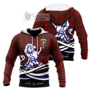 Brodie Tartan Knitted Hoodie with Alba Gu Brath Regal Lion Emblem Unisex Knitted Pullover Hoodie - Tartan Vibes Clothing