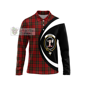 Brodie Tartan Long Sleeve Polo Shirt with Family Crest Circle Style Unisex - Tartan Vibes Clothing