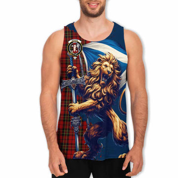 Brodie Tartan Family Crest Men's Tank Top with Scottish Majestic Lion Men - Tartan Vibes Clothing