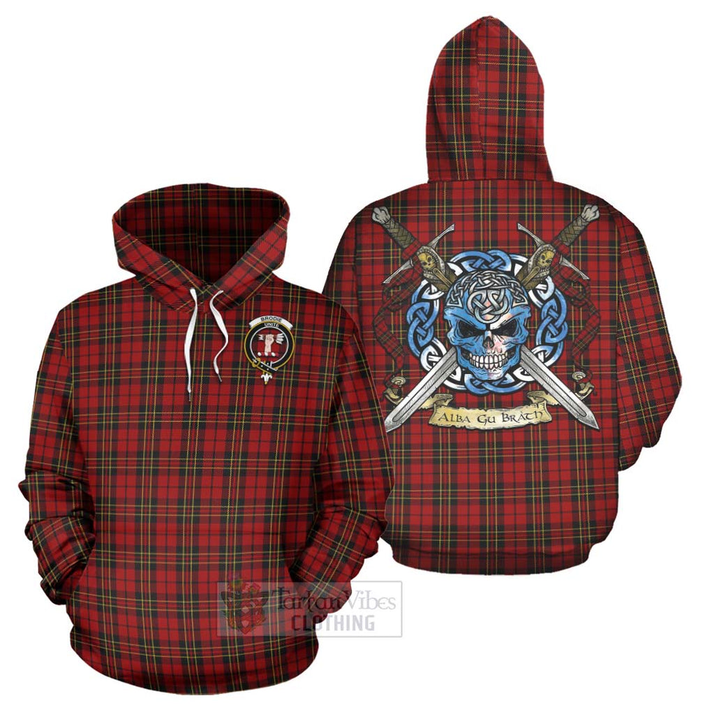 Brodie Tartan Hoodie with Family Crest Celtic Skull Style Zip Hoodie - Tartan Vibes Clothing