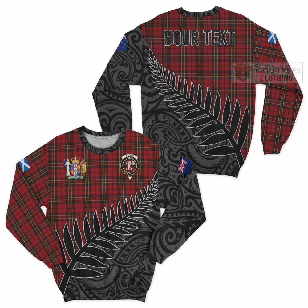 Brodie Crest Tartan Sweatshirt with New Zealand Silver Fern Half Style Unisex - Tartan Vibes Clothing