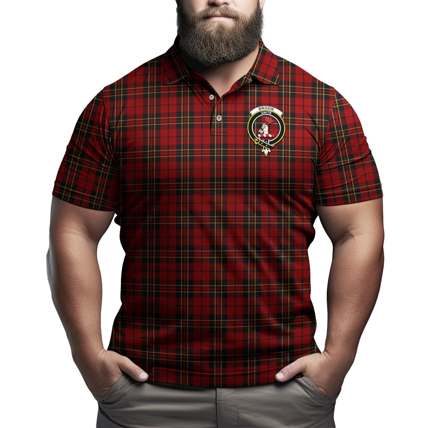 Brodie Tartan Men's Polo Shirt with Family Crest - Tartanvibesclothing