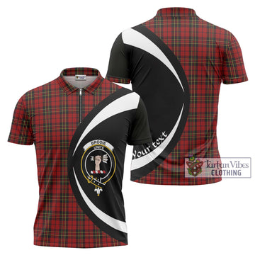 Brodie Tartan Zipper Polo Shirt with Family Crest Circle Style Unisex - Tartan Vibes Clothing