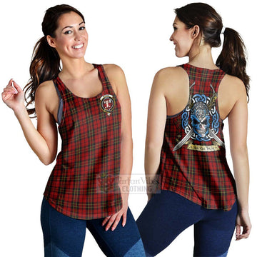 Brodie Tartan Women's Racerback Tanks with Family Crest Celtic Skull Style 4XL - Tartan Vibes Clothing