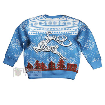 Brodie Clan Christmas Kid Ugly Sweater with Tartan and Celtic Reindeer Style - Tartan Vibes Clothing