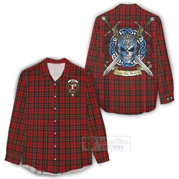Brodie Tartan Women's Casual Shirt with Family Crest Celtic Skull Style - Tartan Vibes Clothing