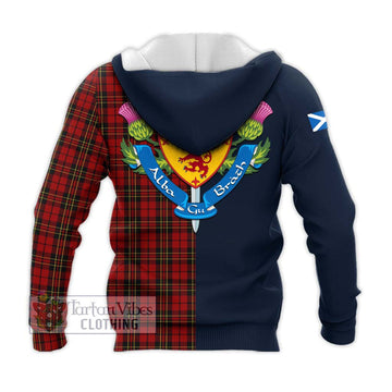 Brodie Tartan Knitted Hoodie Alba with Scottish Lion Royal Arm Half Style - Tartan Vibes Clothing