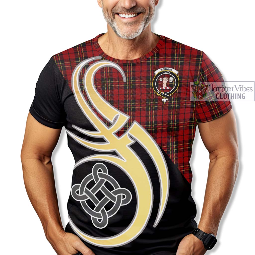 Brodie Tartan T-Shirt with Family Crest and Celtic Symbol Style - Tartan Vibes Clothing