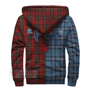 Brodie Tartan Sherpa Hoodie Happy St. Andrew's Day Half Tartan Style - Tartan Vibes Clothing