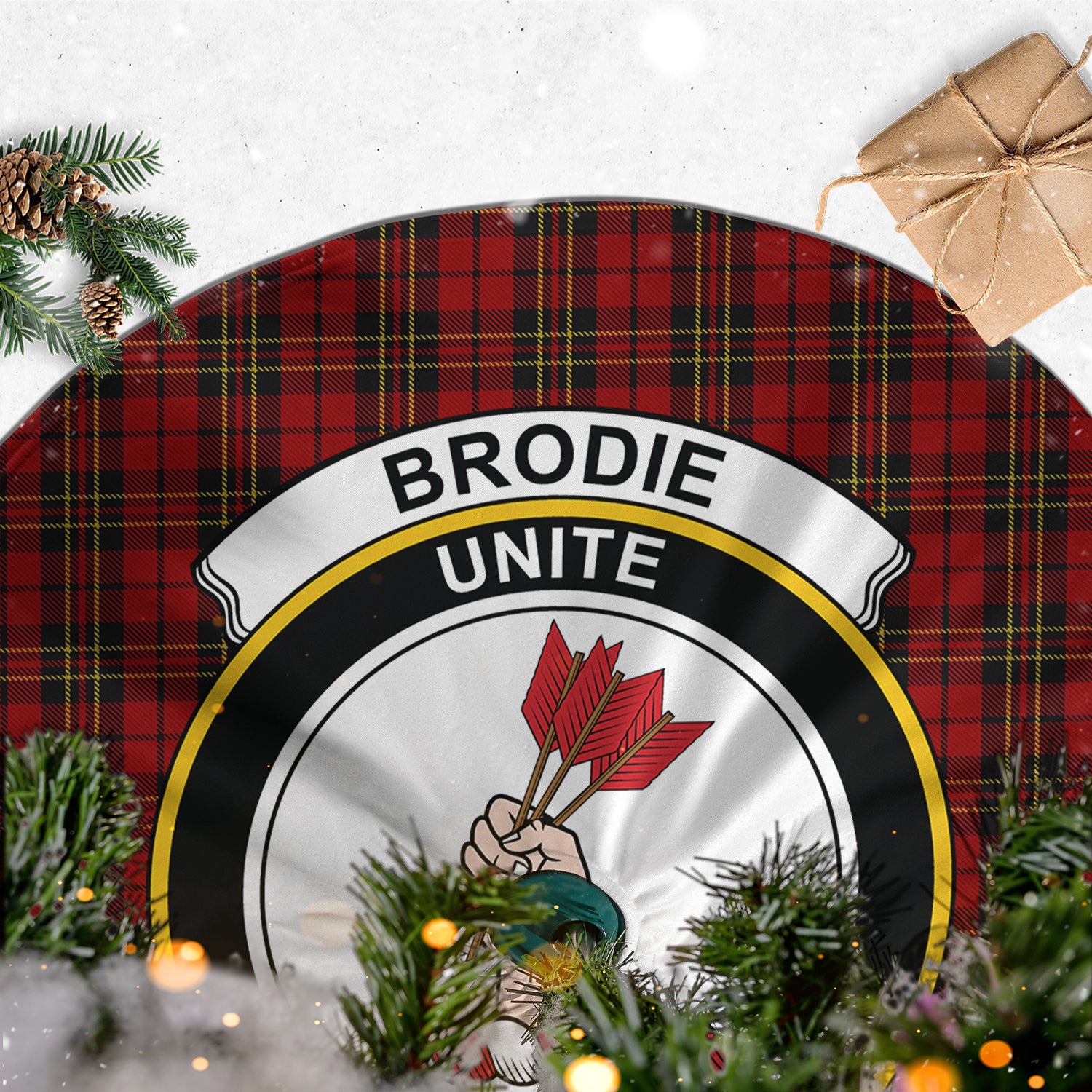 Brodie Tartan Christmas Tree Skirt with Family Crest - Tartan Vibes Clothing