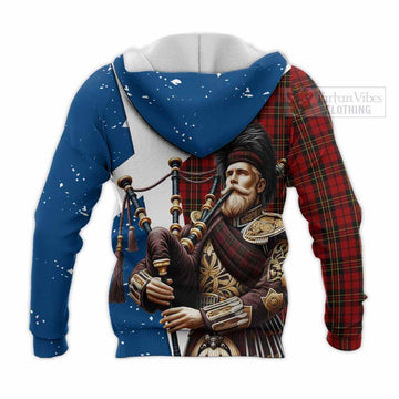 Brodie Tartan Knitted Hoodie with Family Crest Scottish Bagpiper Vibes - Tartan Vibes Clothing