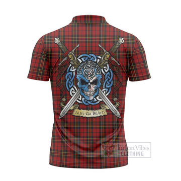 Brodie Tartan Zipper Polo Shirt with Family Crest Celtic Skull Style - Tartan Vibes Clothing