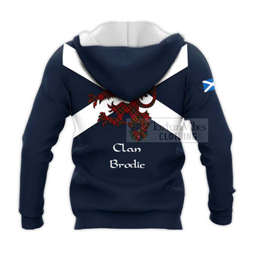 Brodie Tartan Lion Rampant Knitted Hoodie Proudly Display Your Heritage with Alba Gu Brath and Clan Name - Tartan Vibes Clothing