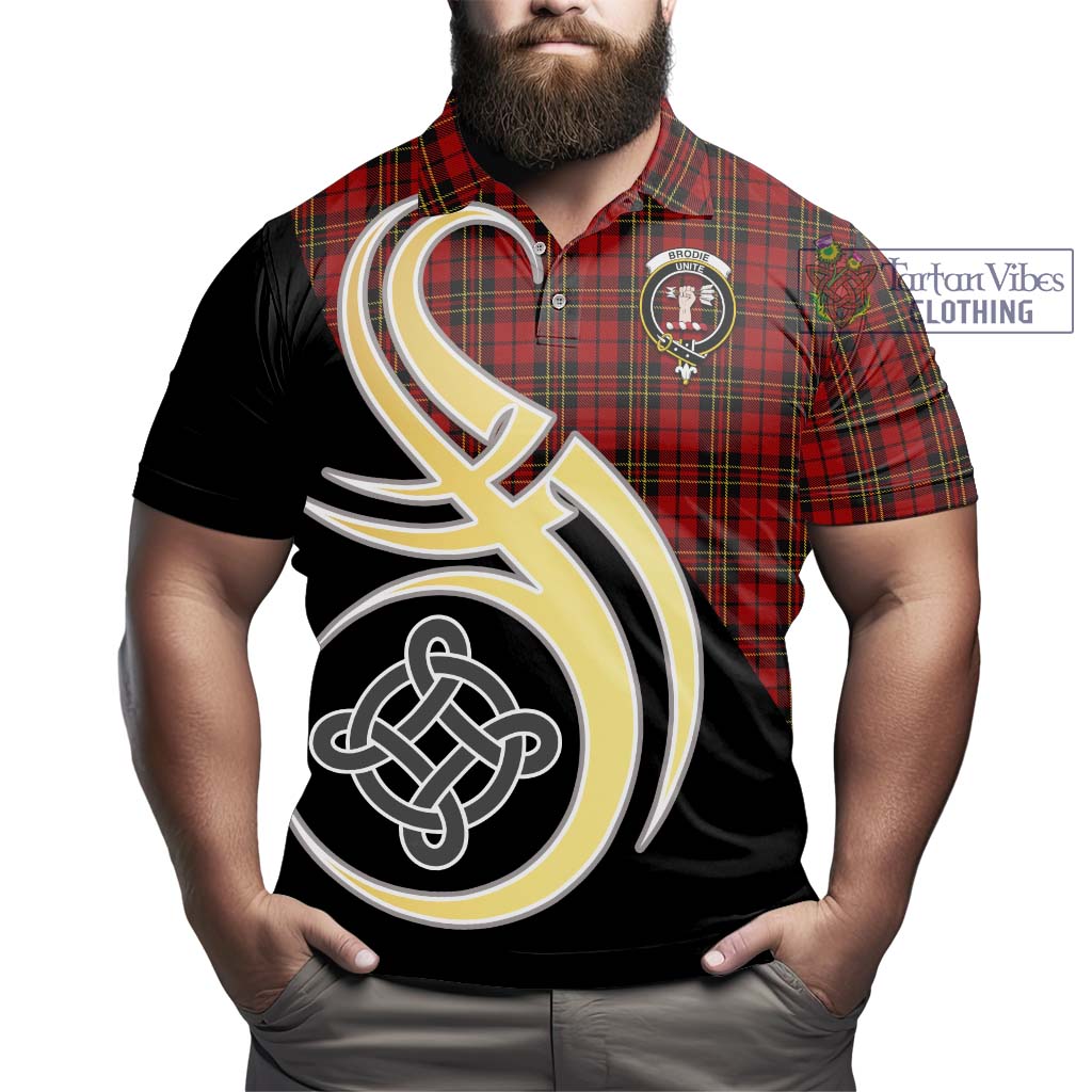 Brodie Tartan Polo Shirt with Family Crest and Celtic Symbol Style - Tartan Vibes Clothing