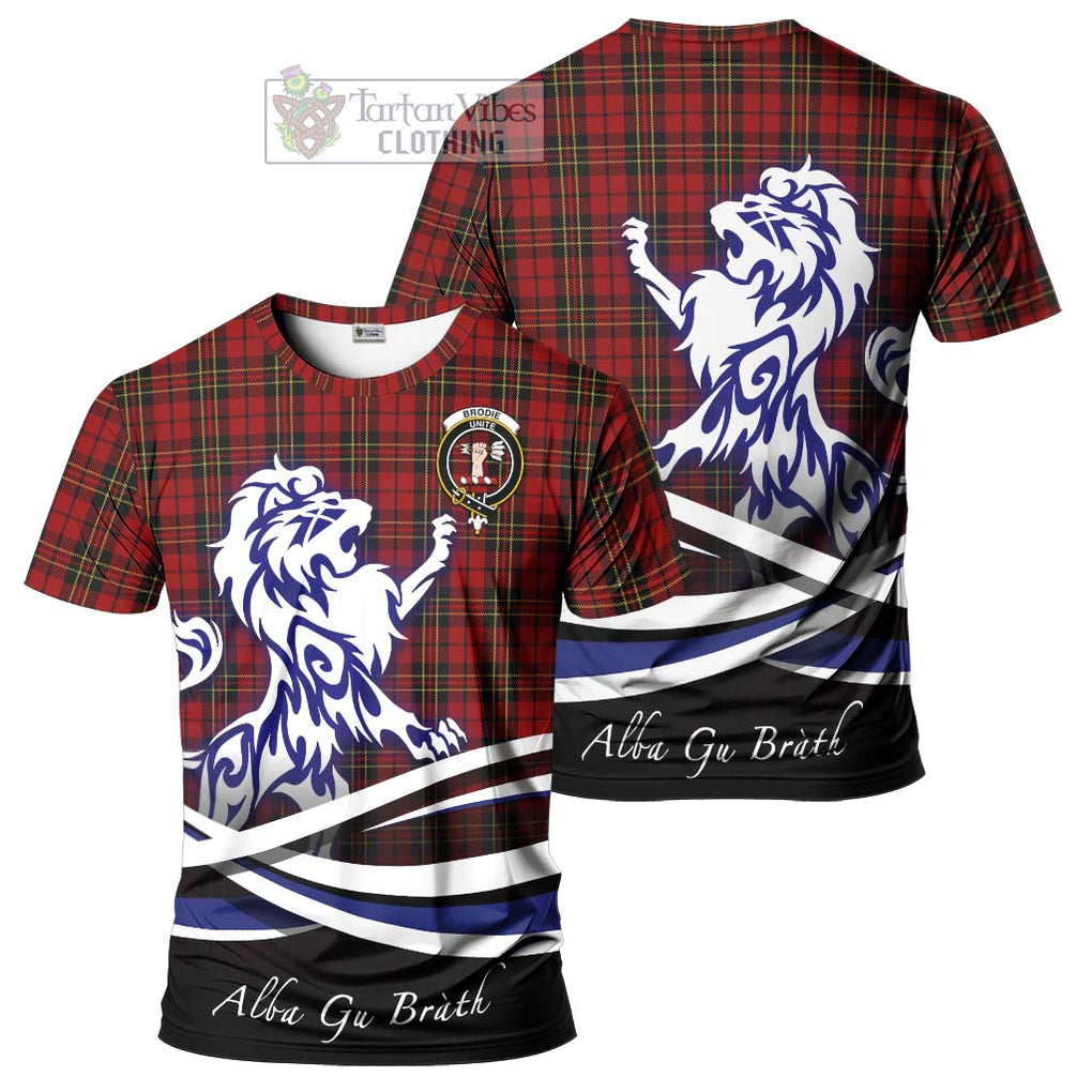 Brodie Tartan Cotton T-shirt with Alba Gu Brath Regal Lion Emblem Women's Shirt - Tartan Vibes Clothing
