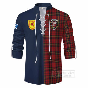 Brodie Tartan Ghillie Kilt Shirt Alba with Scottish Lion Royal Arm Half Style - Tartan Vibes Clothing