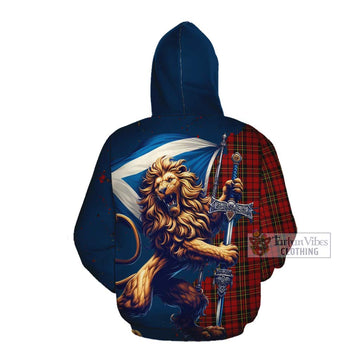 Brodie Tartan Family Crest Cotton Hoodie with Scottish Majestic Lion Pullover Hoodie - Tartan Vibes Clothing
