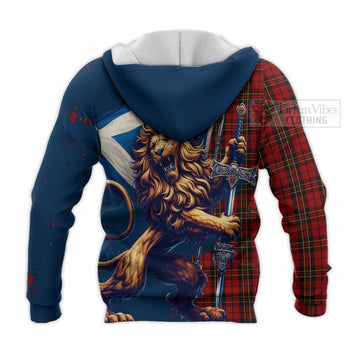 Brodie Tartan Family Crest Knitted Hoodie with Scottish Majestic Lion - Tartan Vibes Clothing