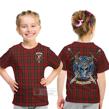 Brodie Tartan Kid T-Shirt with Family Crest Celtic Skull Style - Tartan Vibes Clothing