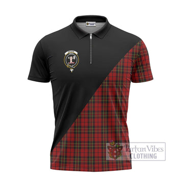 Brodie Tartan Zipper Polo Shirt with Family Crest and Military Logo Style - Tartan Vibes Clothing