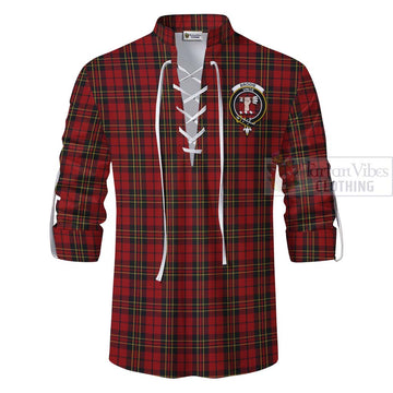 Brodie Tartan Ghillie Kilt Shirt with Family Crest and Bearded Skull Holding Bottles of Whiskey - Tartan Vibes Clothing