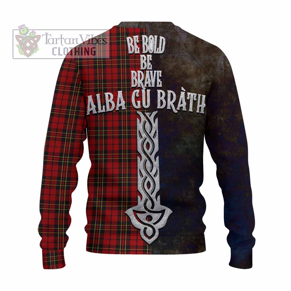 Brodie Tartan Family Crest Knitted Sweater Alba Gu Brath Be Brave Lion Ancient Style - Tartan Vibes Clothing