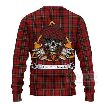 Brodie Tartan Ugly Sweater with Family Crest and Bearded Skull Holding Bottles of Whiskey - Tartan Vibes Clothing