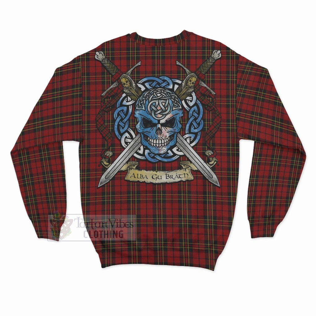 Brodie Tartan Sweatshirt with Family Crest Celtic Skull Style - Tartan Vibes Clothing