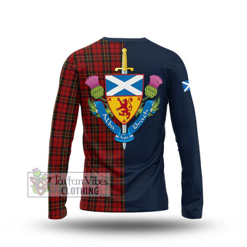Brodie Tartan Long Sleeve T-Shirt Alba with Scottish Lion Royal Arm Half Style - Tartan Vibes Clothing