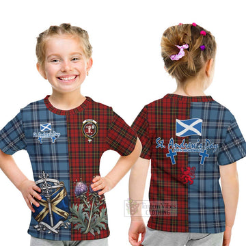 Brodie Tartan Kid T-Shirt Happy St. Andrew's Day Half Tartan Style - Tartan Vibes Clothing