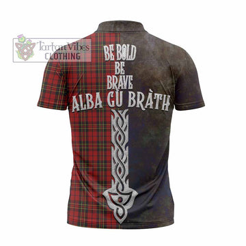 Brodie Tartan Family Crest Zipper Polo Shirt Alba Gu Brath Be Brave Lion Ancient Style - Tartan Vibes Clothing