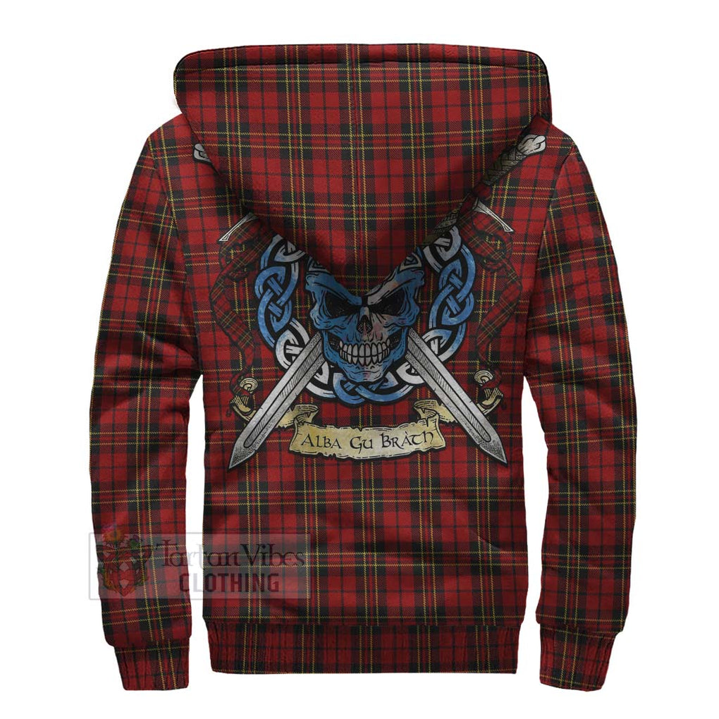 Brodie Tartan Sherpa Hoodie with Family Crest Celtic Skull Style - Tartan Vibes Clothing