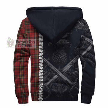 Brodie Tartan Sherpa Hoodie with Family Crest Cross Sword Thistle Celtic Vibes - Tartan Vibes Clothing