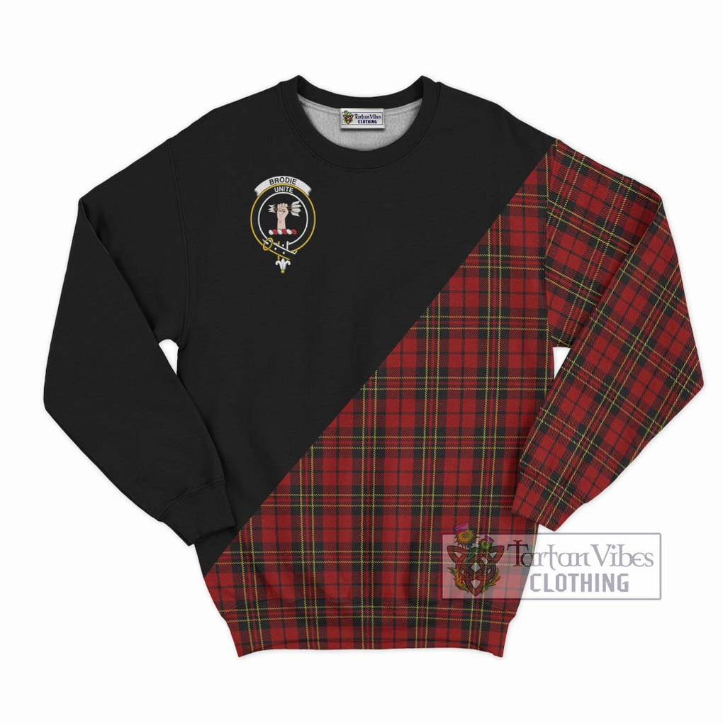 Brodie Tartan Sweatshirt with Family Crest and Military Logo Style - Tartan Vibes Clothing