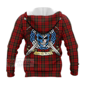 Brodie Tartan Knitted Hoodie with Family Crest Celtic Skull Style - Tartan Vibes Clothing